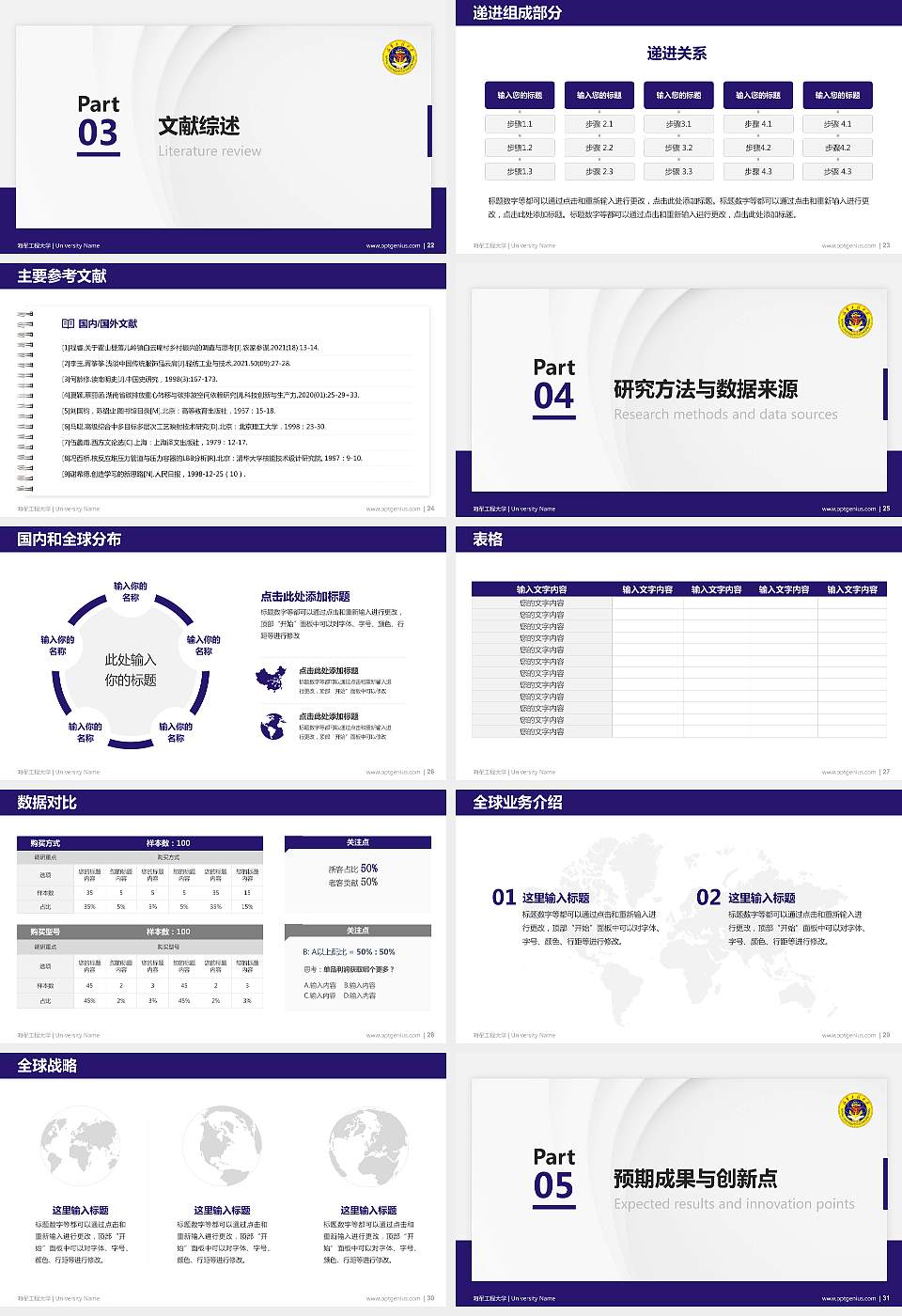 海军工程大学硕士研究生/本科生毕业论文答辩/开题报告通用PPT模板下载16:9格式幻灯片预览图4
