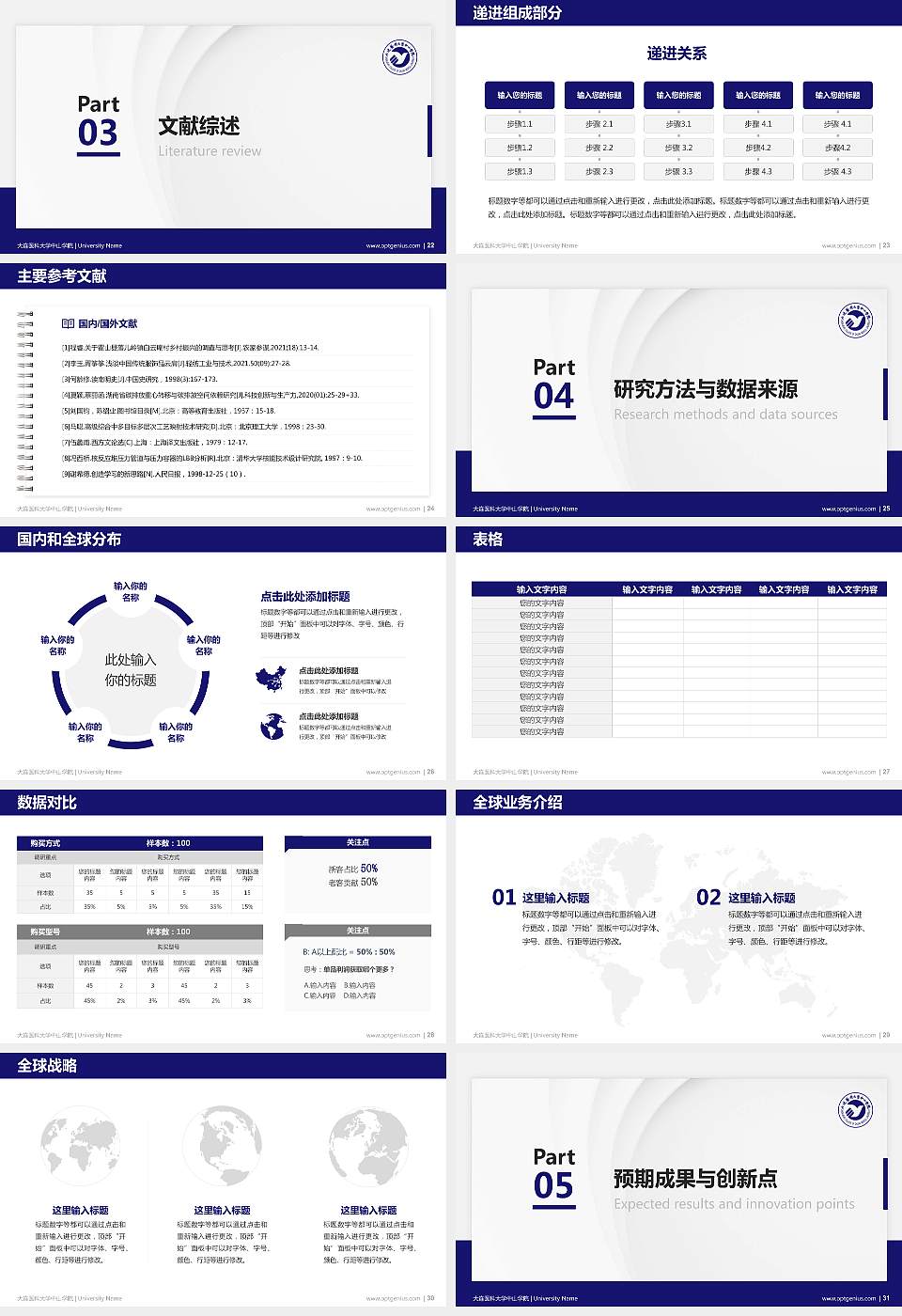 大连医科大学中山学院硕士研究生/本科生毕业论文答辩/开题报告通用PPT模板下载16:9格式幻灯片预览图4