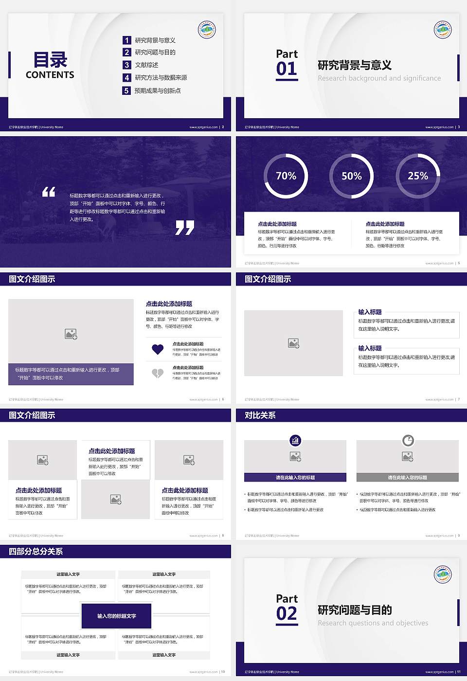 辽宁林业职业技术学院硕士研究生/本科生毕业论文答辩/开题报告通用PPT模板下载16:9格式幻灯片预览图2