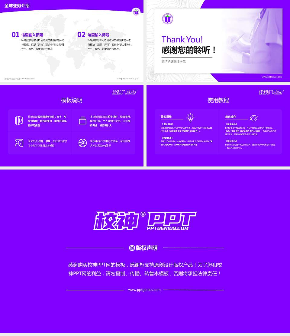 潍坊护理职业学院学术汇报/学术交流研讨会通用PPT模板下载16:9格式幻灯片预览图5