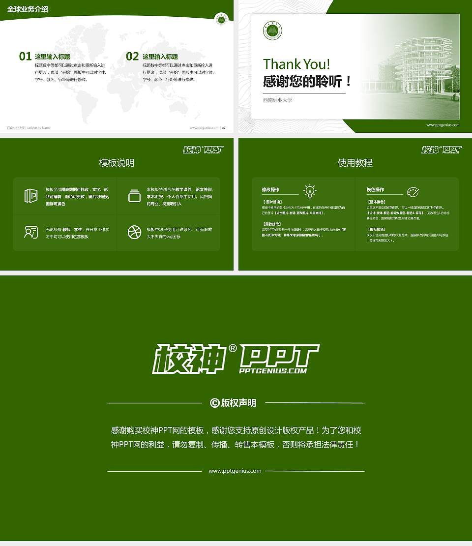 西南林业大学学术汇报/学术交流研讨会通用PPT模板下载16:9格式幻灯片预览图5