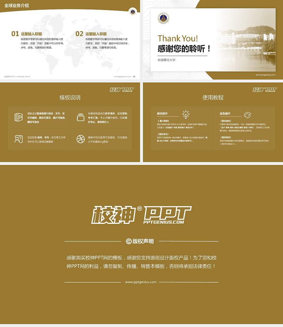 安徽师范大学学术汇报/学术交流研讨会通用PPT模板下载16:9格式幻灯片预览图5