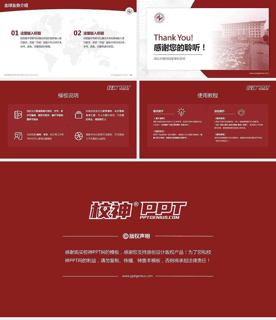 湖北中医药高等专科学校学术汇报/学术交流研讨会通用PPT模板下载16:9格式幻灯片预览图5