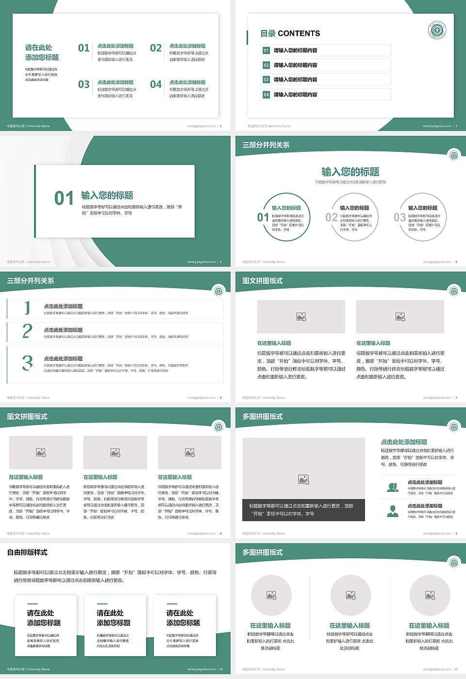 中国药科大学学术汇报/学术交流研讨会通用PPT模板下载16:9格式幻灯片预览图2