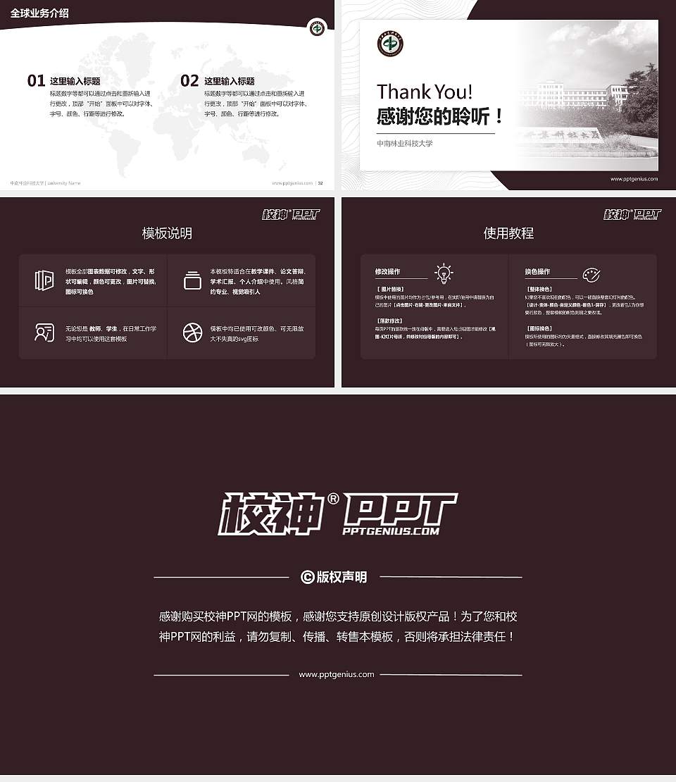 中南林业科技大学学术汇报/学术交流研讨会通用PPT模板下载16:9格式幻灯片预览图5