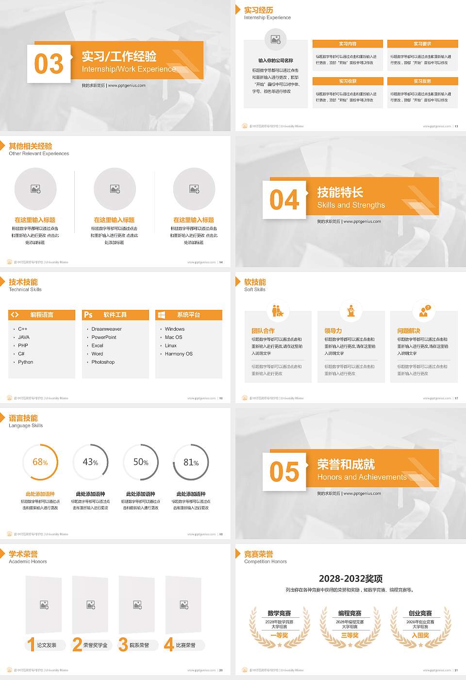 晋中师范高等专科学校教师/学生通用个人简历PPT模板下载16:9格式幻灯片预览图3
