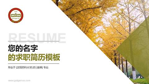 沈阳药科大学教师/学生通用个人简历PPT模板下载