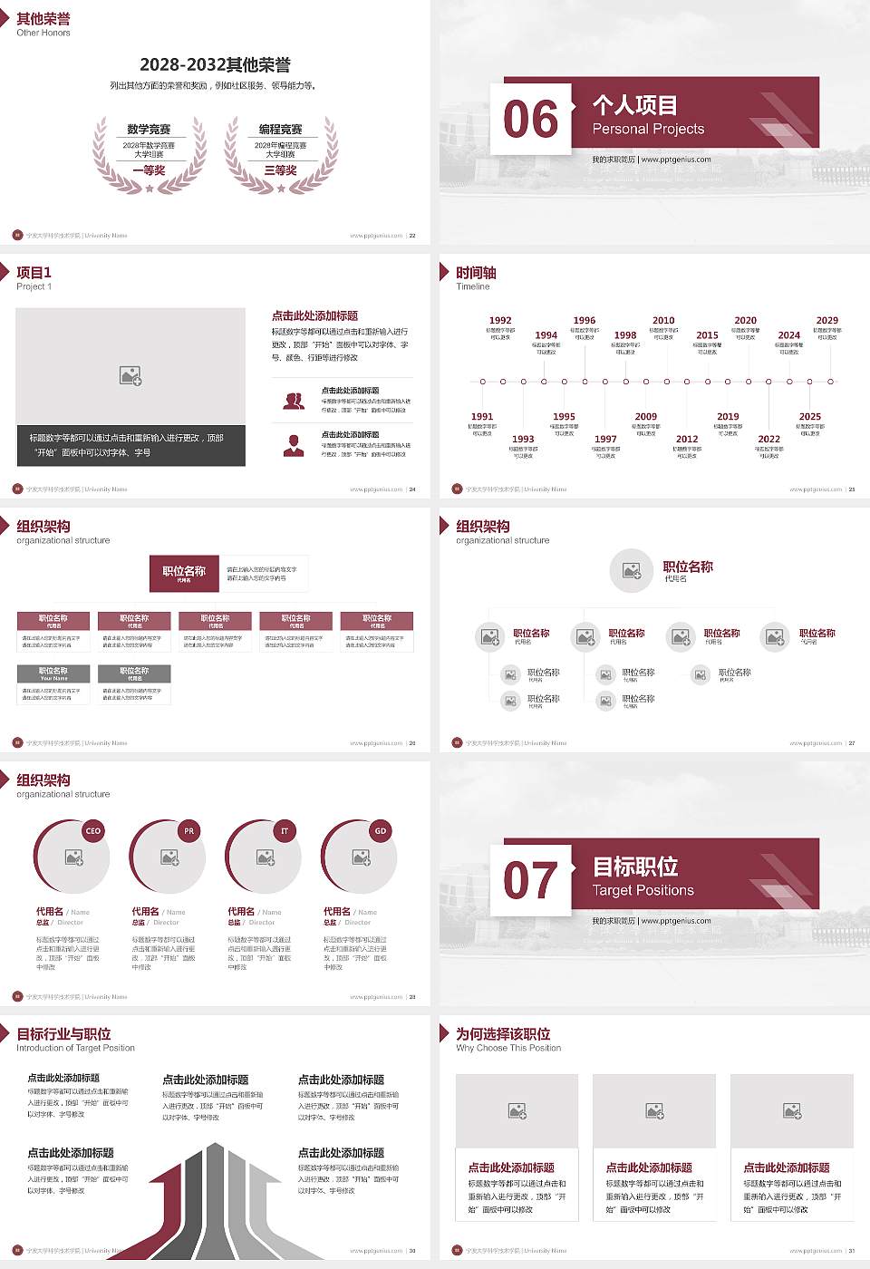 宁波大学科学技术学院教师/学生通用个人简历PPT模板下载16:9格式幻灯片预览图4