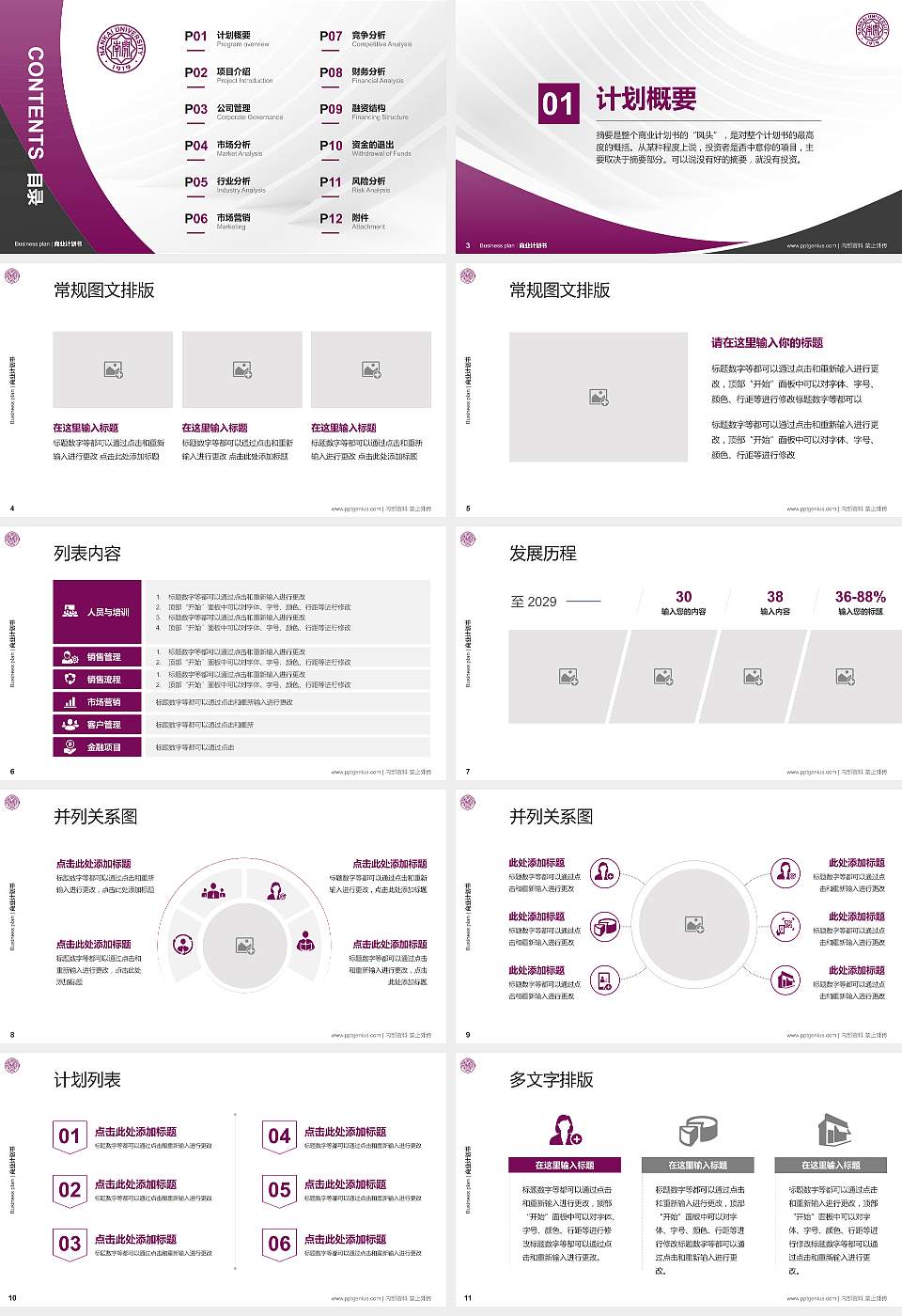 南开大学专用全国大学生互联网+创新创业大赛计划书/路演/网评PPT模板16:9格式幻灯片预览图2