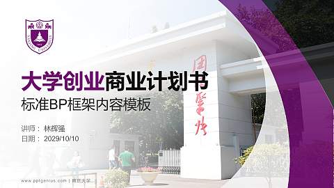 南京大学专用全国大学生互联网+创新创业大赛计划书/路演/网评PPT模板