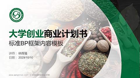 广东食品药品职业学院专用全国大学生互联网+创新创业大赛计划书/路演/网评PPT模板