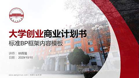 合肥工业大学专用全国大学生互联网+创新创业大赛计划书/路演/网评PPT模板