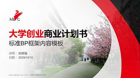 安徽工商职业学院专用全国大学生互联网+创新创业大赛计划书/路演/网评PPT模板
