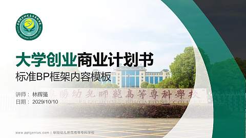 阜阳幼儿师范高等专科学校专用全国大学生互联网+创新创业大赛计划书/路演/网评PPT模板