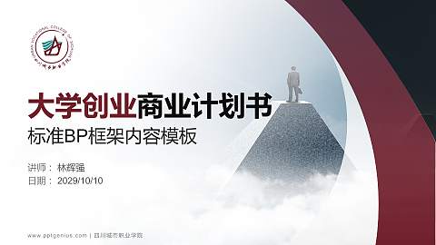 四川城市职业学院专用全国大学生互联网+创新创业大赛计划书/路演/网评PPT模板