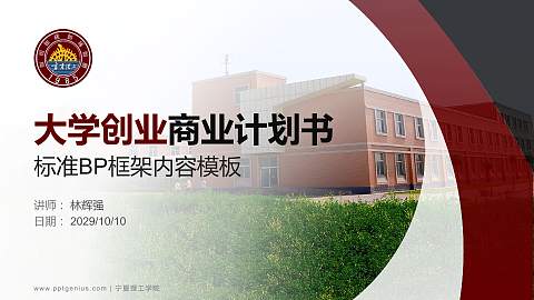 宁夏理工学院专用全国大学生互联网+创新创业大赛计划书/路演/网评PPT模板