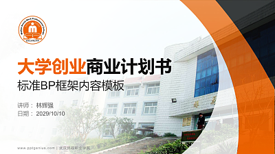 武汉民政职业学院专用全国大学生互联网+创新创业大赛计划书/路演/网评PPT模板