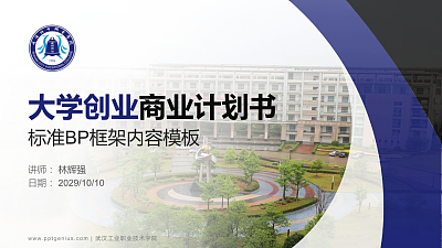 武汉工业职业技术学院专用全国大学生互联网+创新创业大赛计划书/路演/网评PPT模板