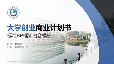 武汉职业技术学院专用全国大学生互联网+创新创业大赛计划书/路演/网评PPT模板