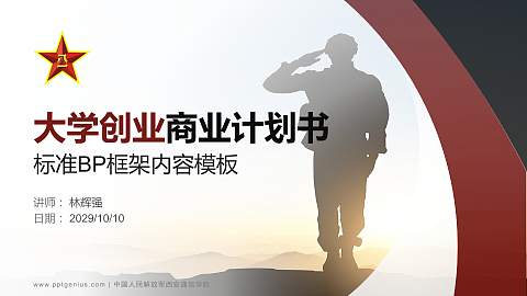 中国人民解放军西安通信学院专用全国大学生互联网+创新创业大赛计划书/路演/网评PPT模板