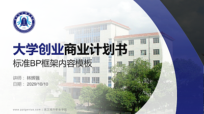 武汉城市职业学院专用全国大学生互联网+创新创业大赛计划书/路演/网评PPT模板