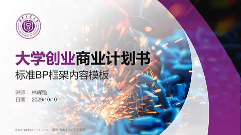 湖南冶金职业技术学院专用全国大学生互联网+创新创业大赛计划书/路演/网评PPT模板