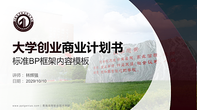 青海高等职业技术学院专用全国大学生互联网+创新创业大赛计划书/路演/网评PPT模板