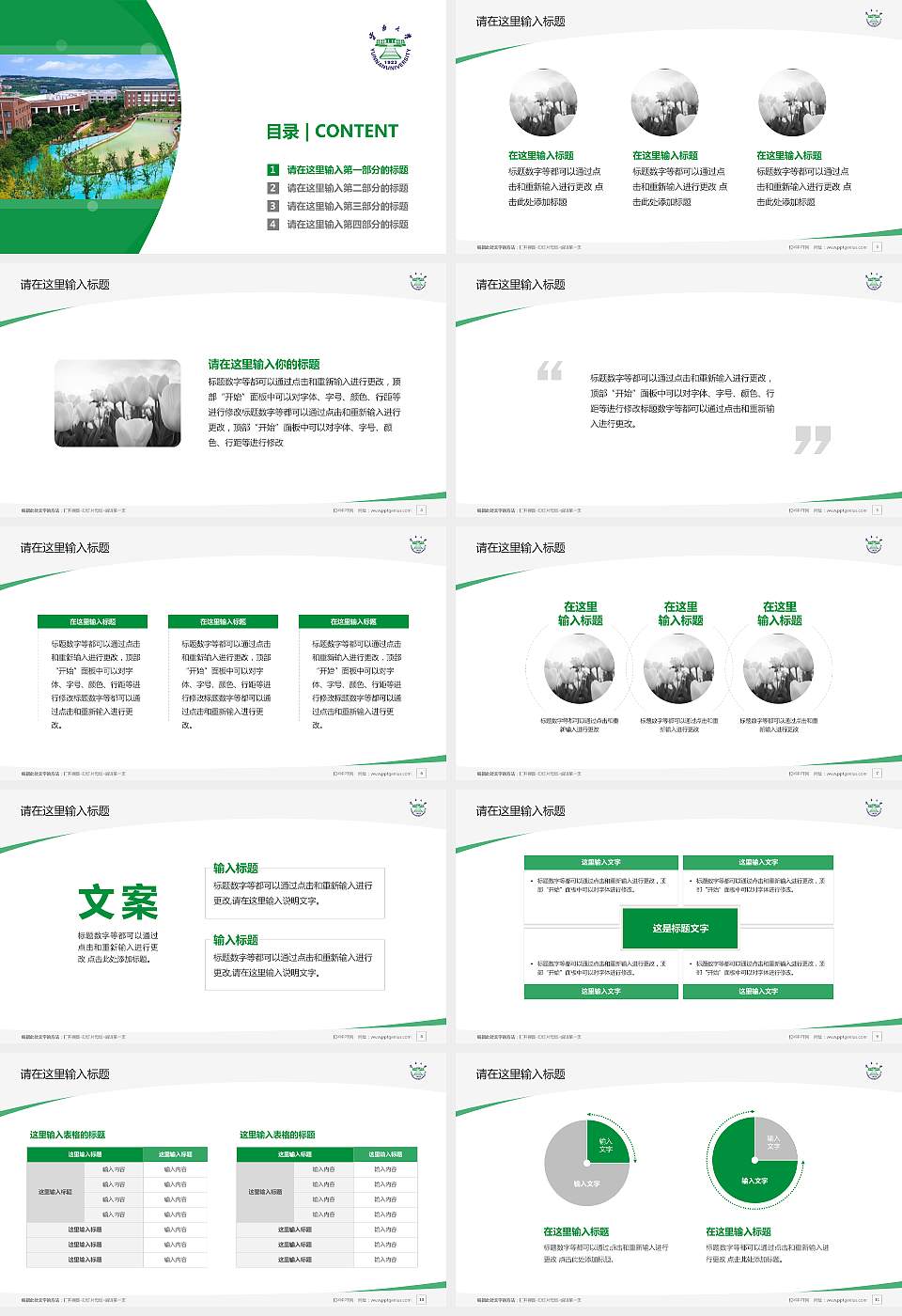 云南大学滇池学院毕业论文答辩PPT模板下载16:9格式幻灯片预览图2