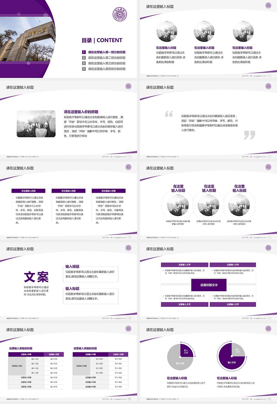 清华大学毕业论文答辩PPT模板下载16:9格式幻灯片预览图2