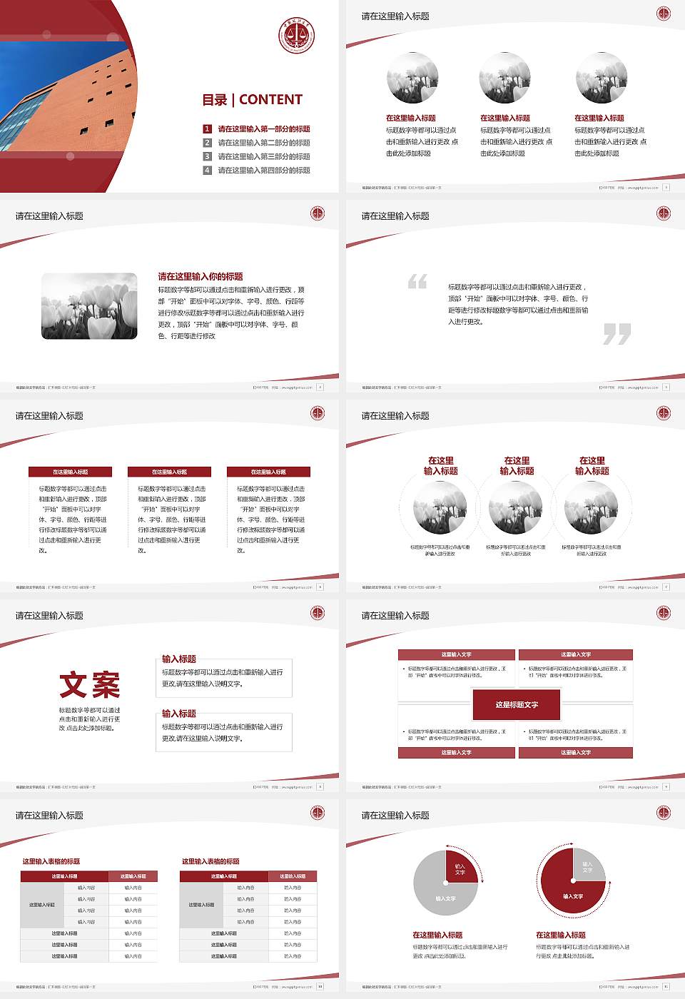 中国政法大学毕业论文答辩PPT模板下载16:9格式幻灯片预览图2