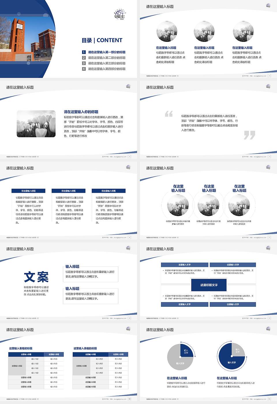 对外经济贸易大学毕业论文答辩PPT模板下载16:9格式幻灯片预览图2