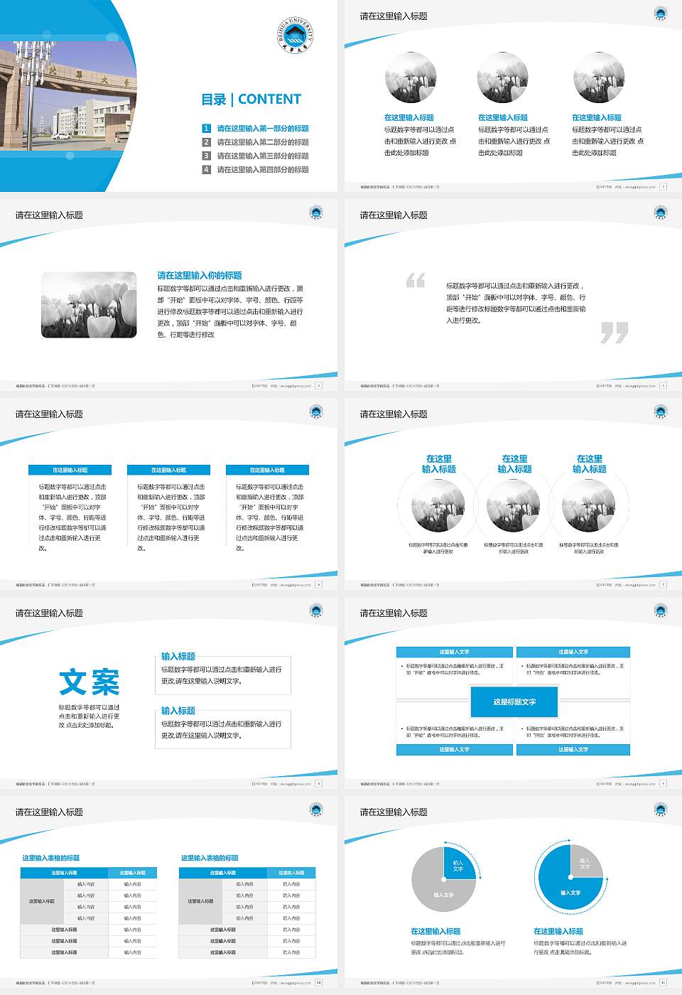 北华大学毕业论文答辩PPT模板下载16:9格式幻灯片预览图2