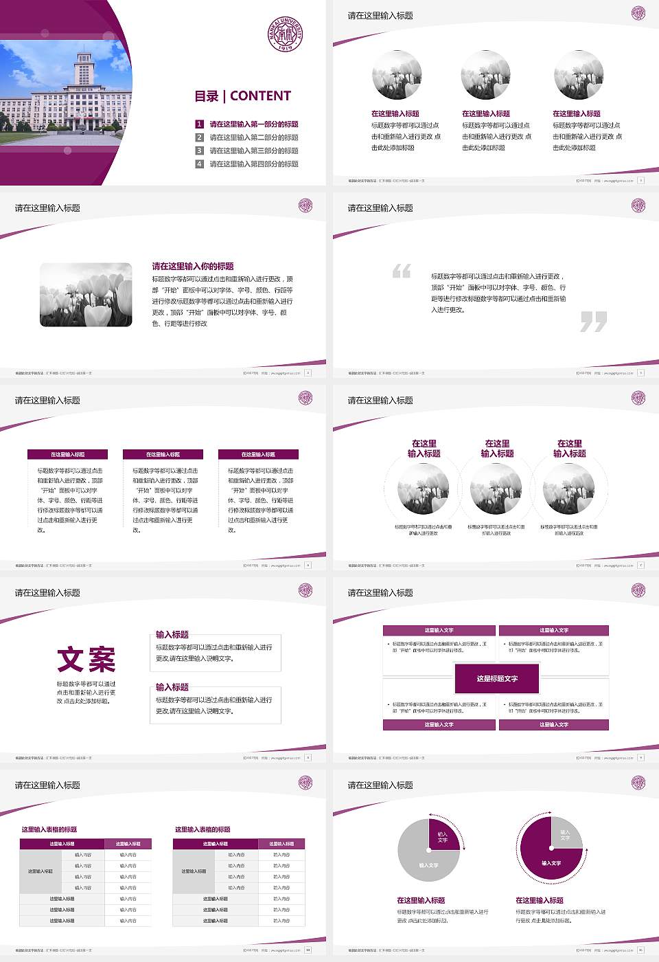 南开大学毕业论文答辩PPT模板下载16:9格式幻灯片预览图2
