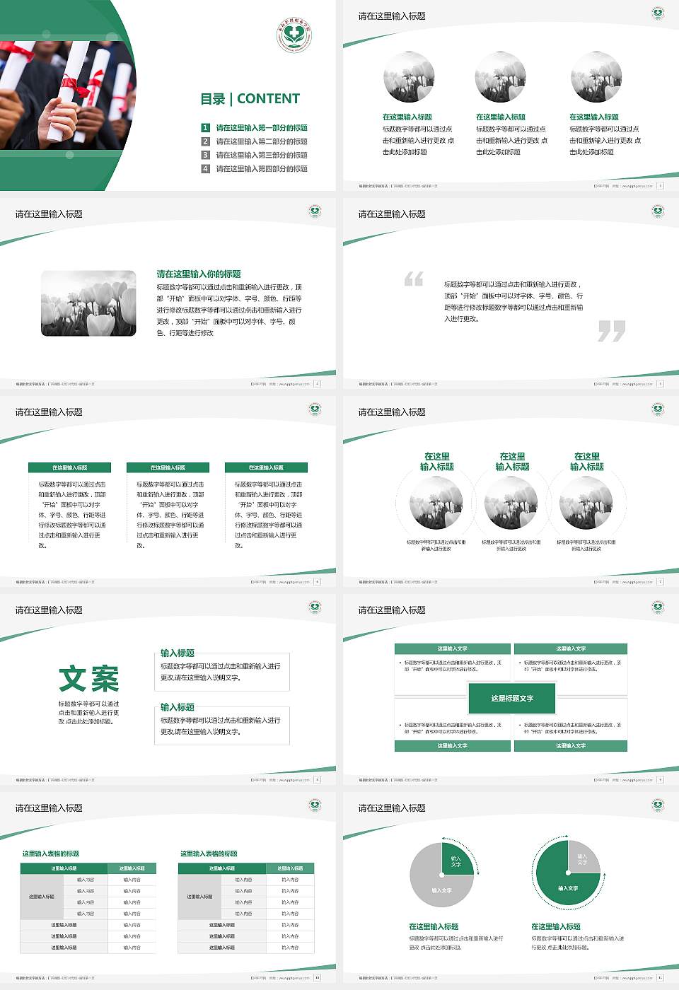 泰山护理职业学院毕业论文答辩PPT模板下载16:9格式幻灯片预览图2