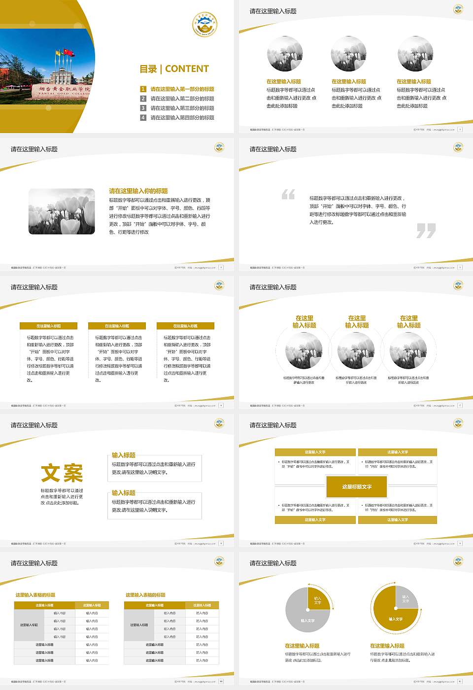 烟台黄金职业学院毕业论文答辩PPT模板下载16:9格式幻灯片预览图2