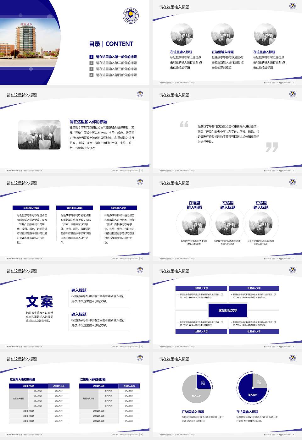 山东华宇职业技术学院毕业论文答辩PPT模板下载16:9格式幻灯片预览图2