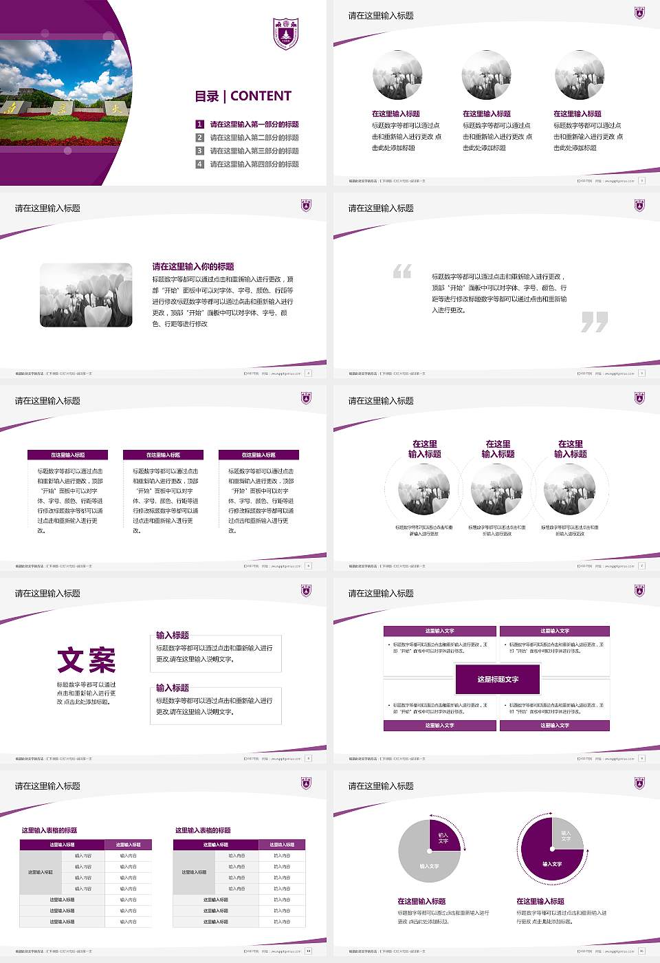 南京大学金陵学院毕业论文答辩PPT模板下载16:9格式幻灯片预览图2