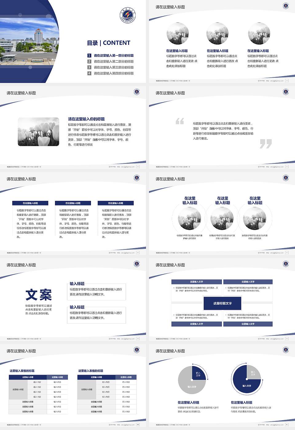 江苏海洋大学毕业论文答辩PPT模板下载16:9格式幻灯片预览图2