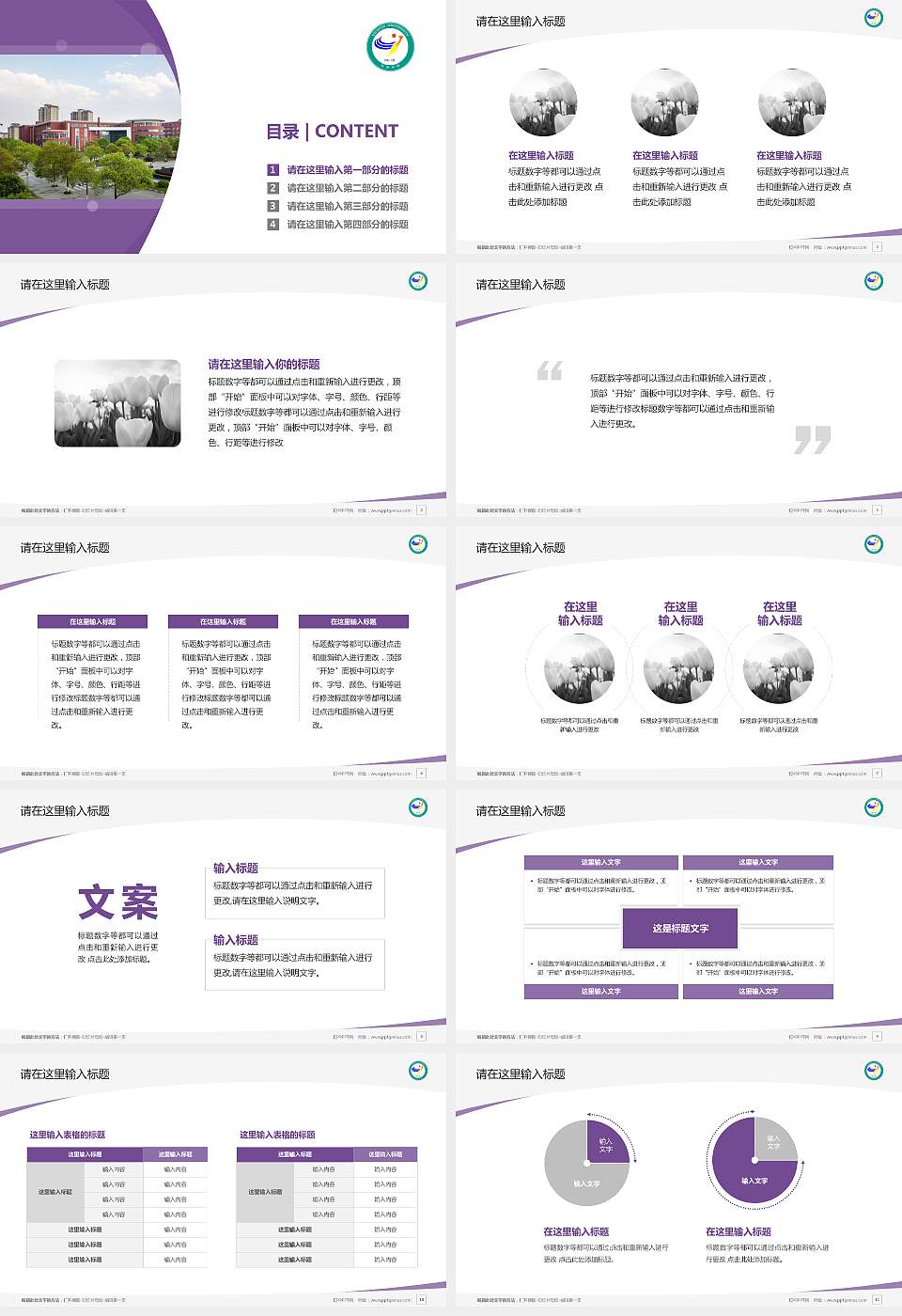 宜春学院毕业论文答辩PPT模板下载16:9格式幻灯片预览图2