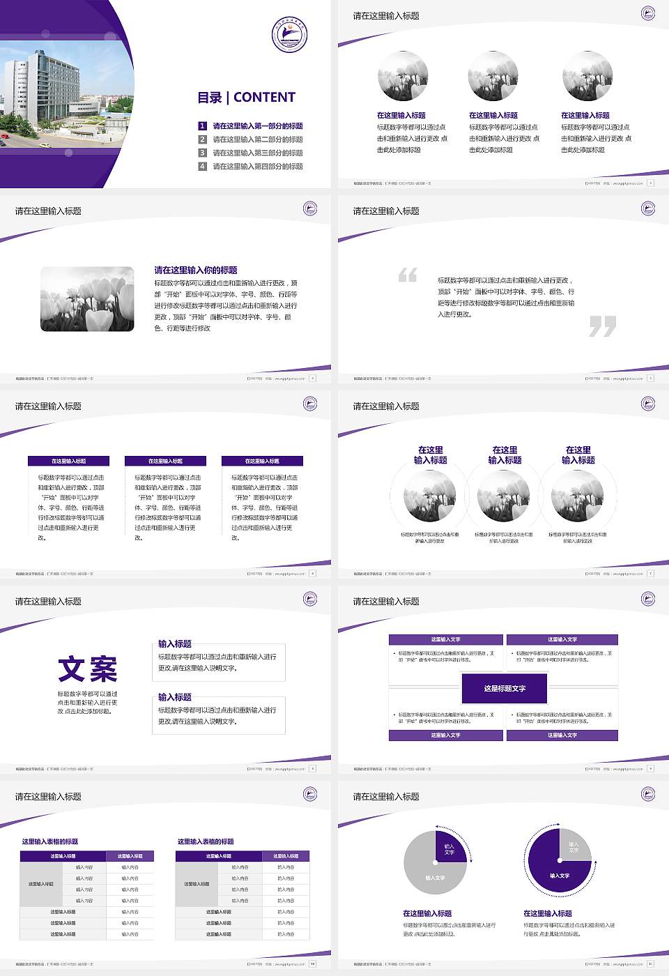 九江职业技术学院毕业论文答辩PPT模板下载16:9格式幻灯片预览图2