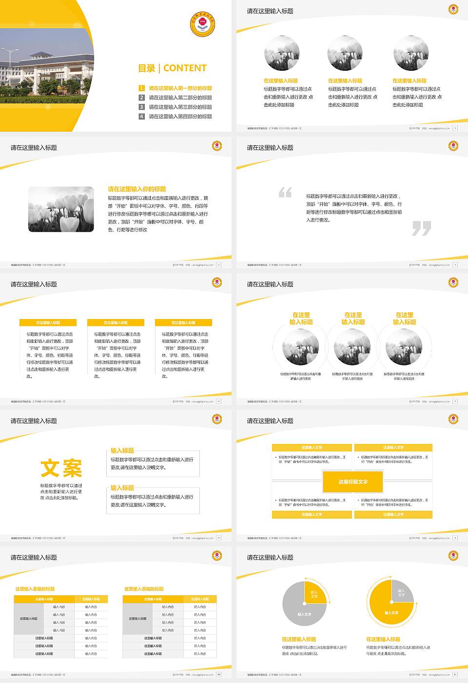 信阳职业技术学院毕业论文答辩PPT模板下载16:9格式幻灯片预览图2