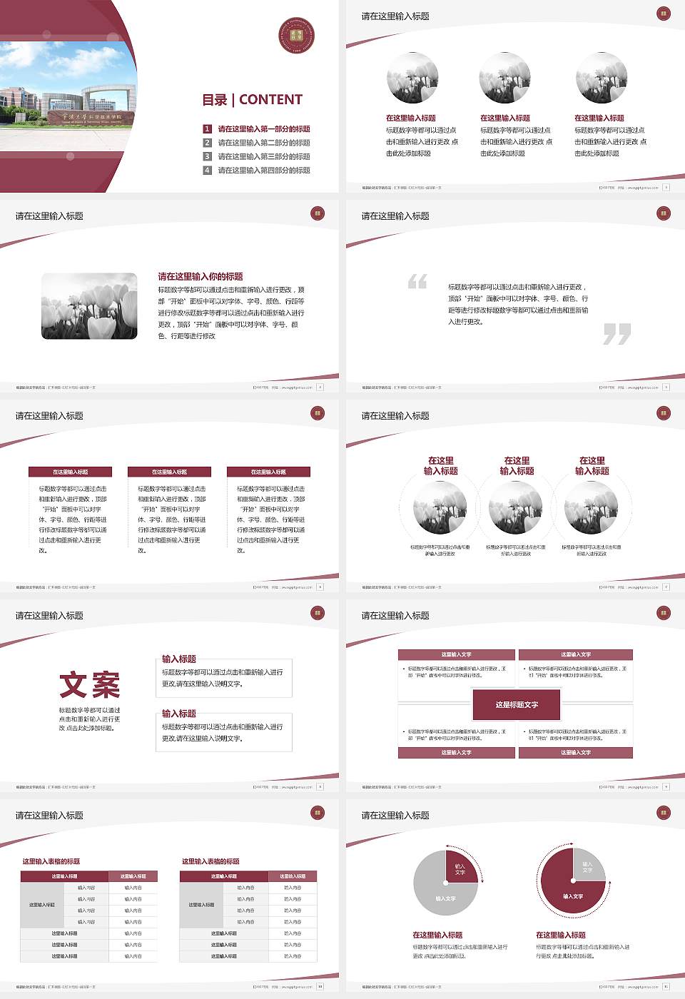 宁波大学科学技术学院毕业论文答辩PPT模板下载16:9格式幻灯片预览图2