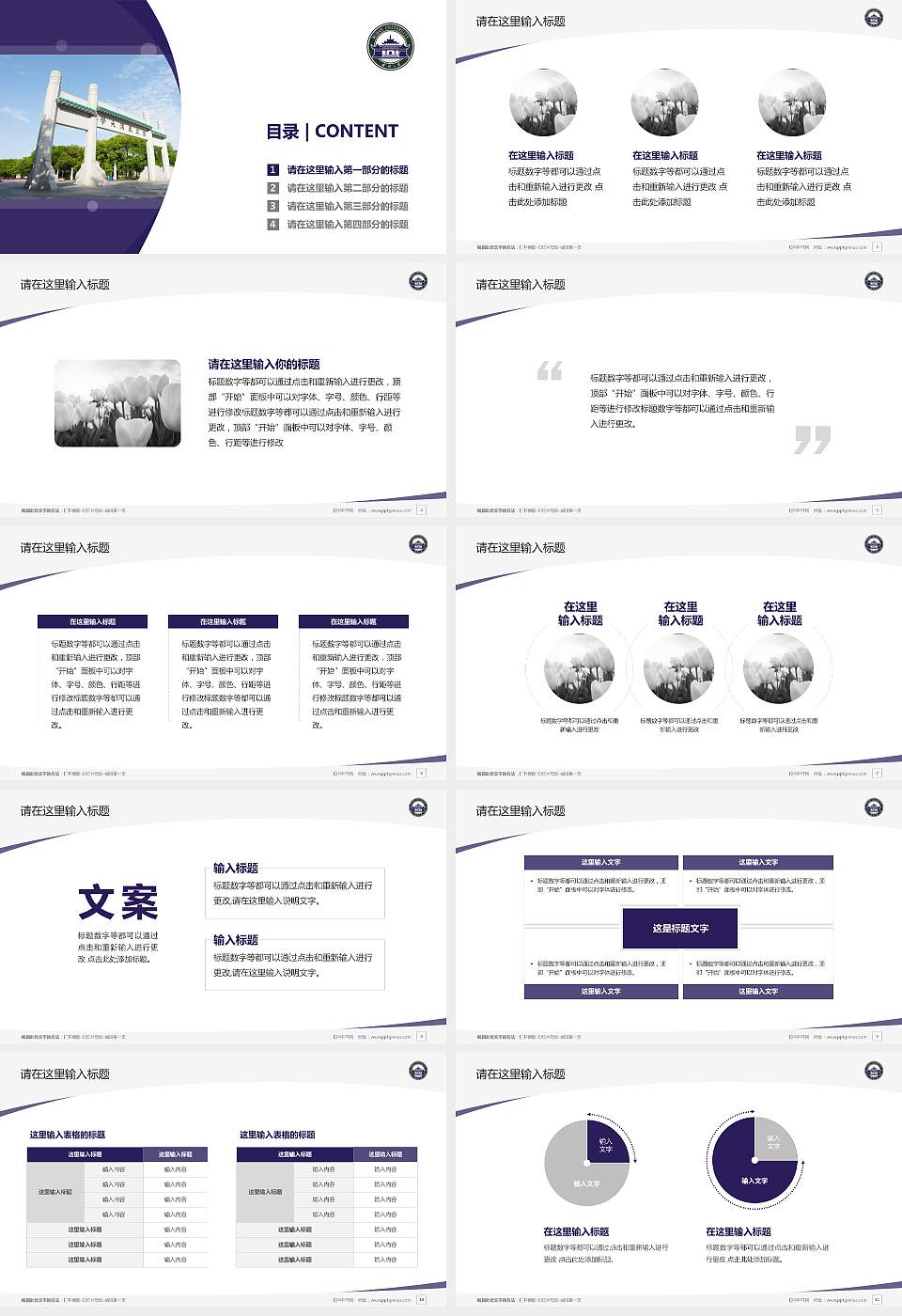 武汉大学毕业论文答辩PPT模板下载16:9格式幻灯片预览图2