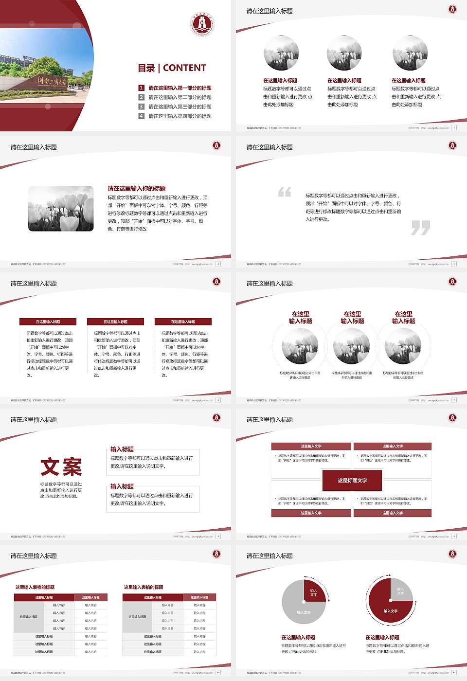 湖南工商大学毕业论文答辩PPT模板下载16:9格式幻灯片预览图2