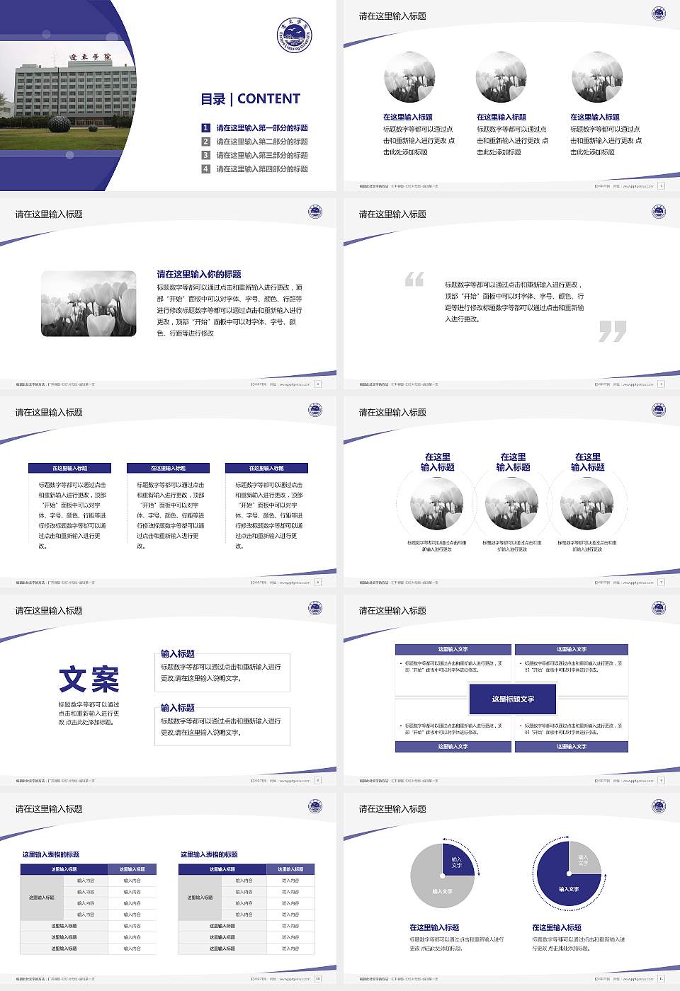 辽东学院毕业论文答辩PPT模板下载16:9格式幻灯片预览图2