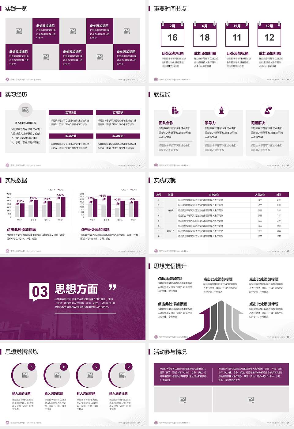 南开大学滨海学院专用国家奖学金答辩PPT模板16:9格式幻灯片预览图3