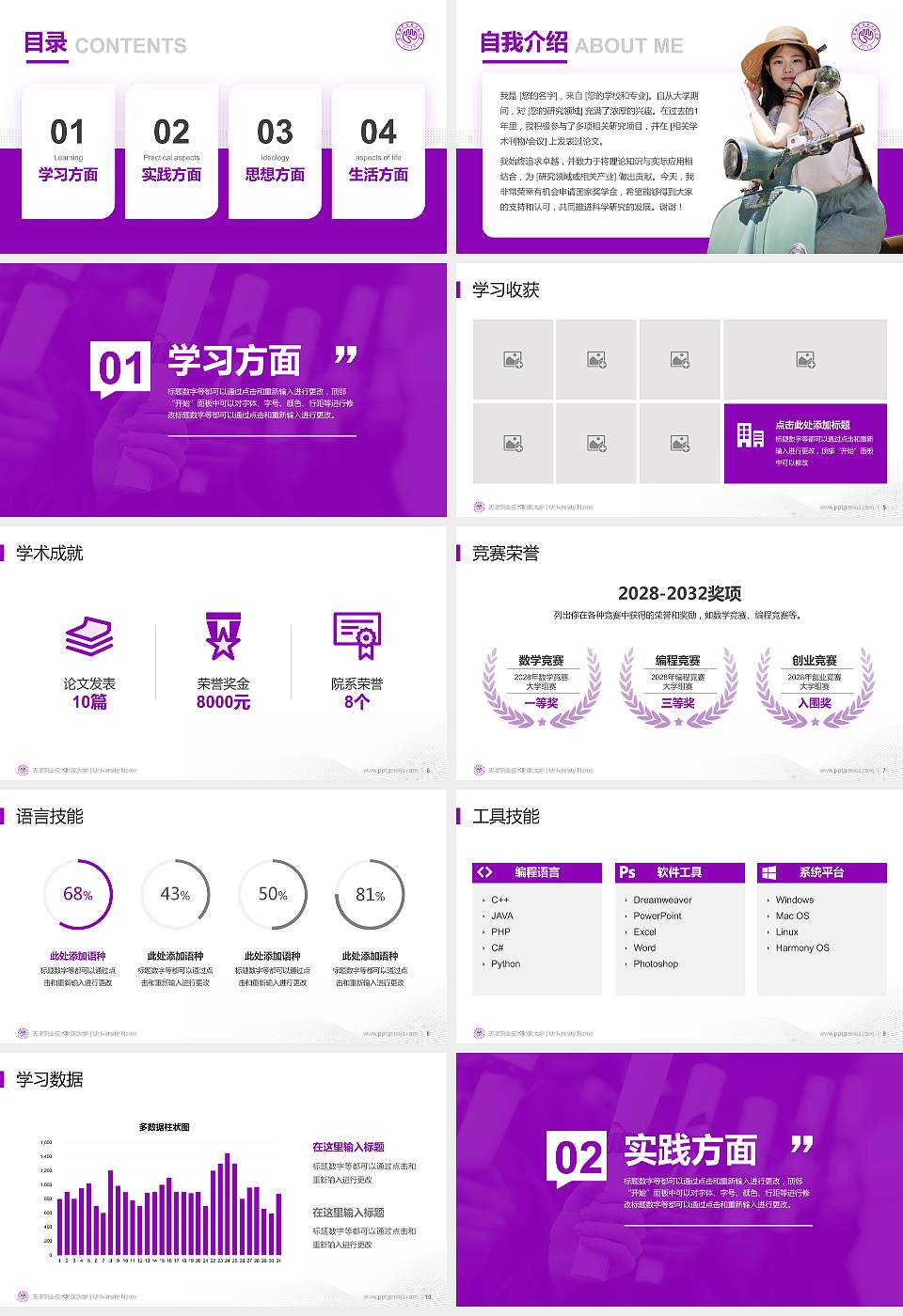 天津职业技术师范大学专用国家奖学金答辩PPT模板16:9格式幻灯片预览图2
