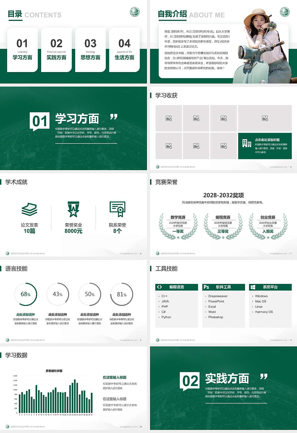 山西电力职业技术学院专用国家奖学金答辩PPT模板16:9格式幻灯片预览图2