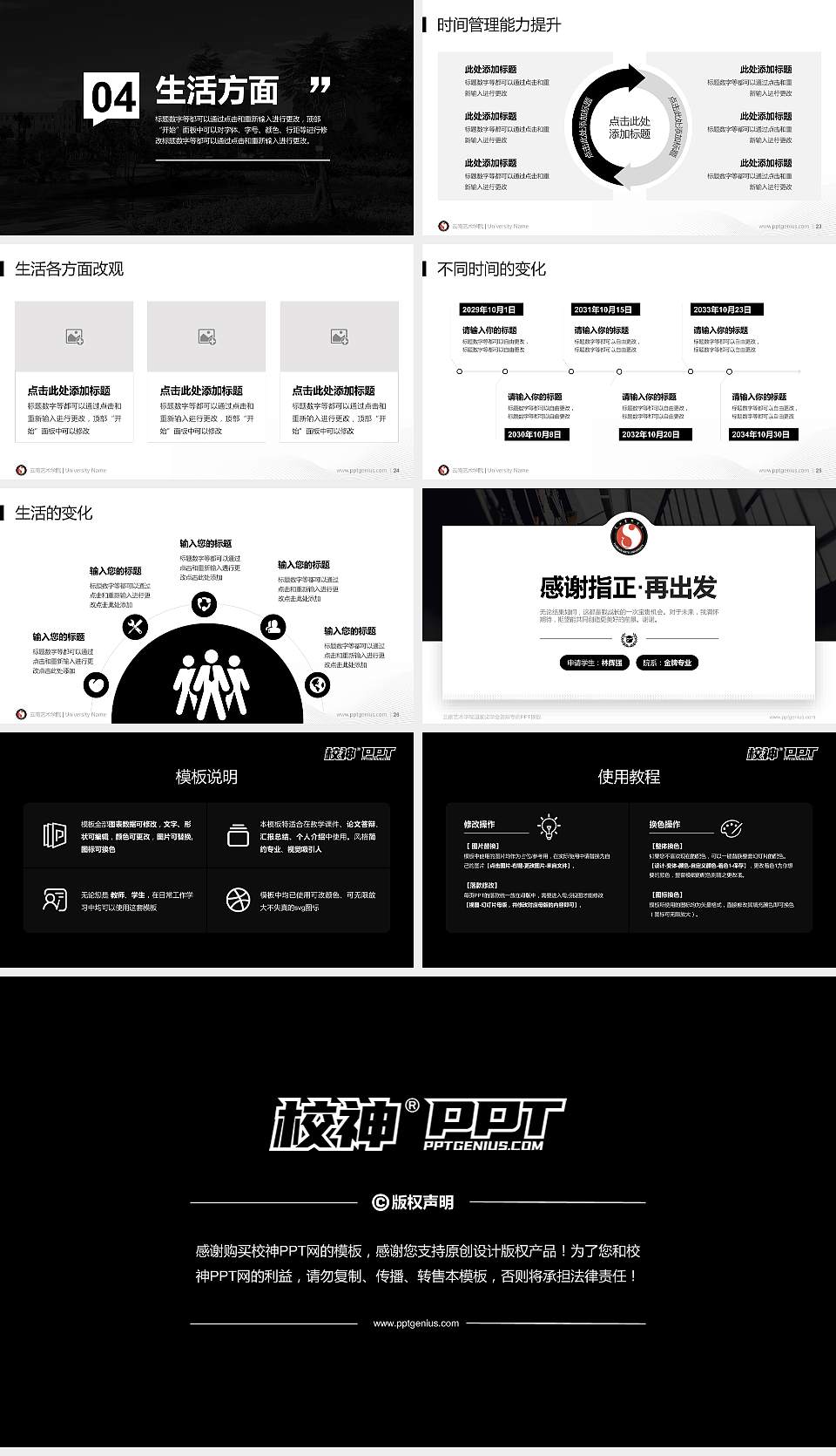云南艺术学院专用国家奖学金答辩PPT模板16:9格式幻灯片预览图4