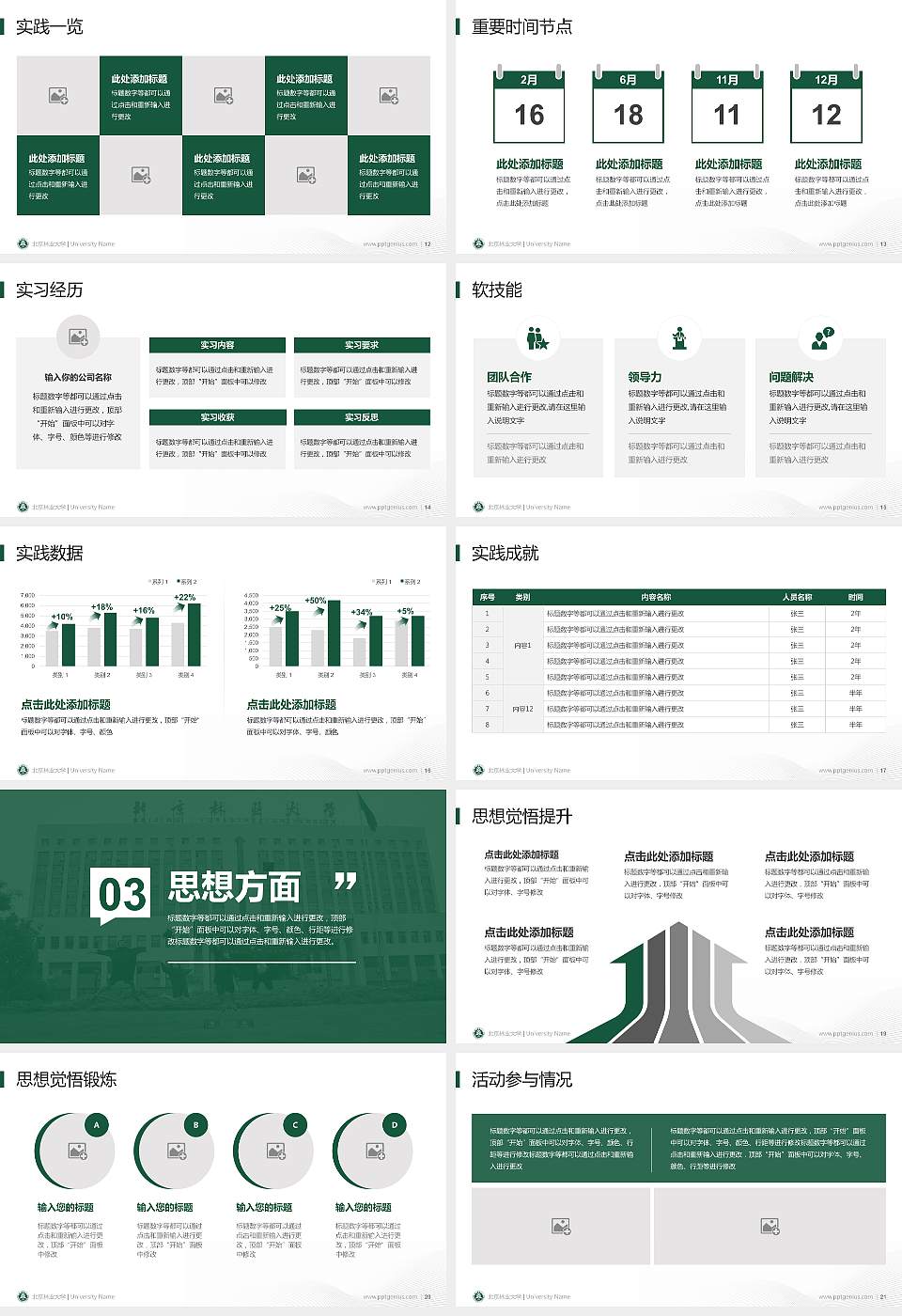 北京林业大学专用国家奖学金答辩PPT模板16:9格式幻灯片预览图3